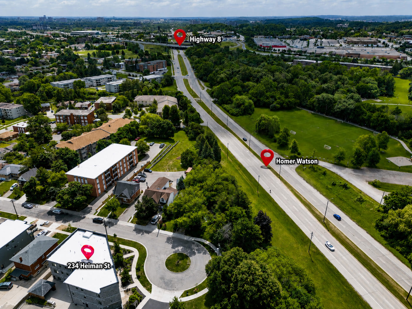 Drone aerial photo of a Kitchener listing